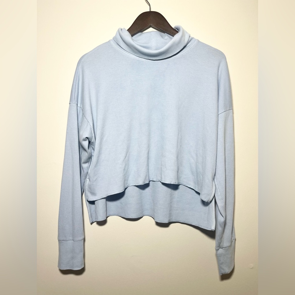 AMERICAN EAGLE Waffle Knit Light Baby Blue Long Sleeve AEO | Small
